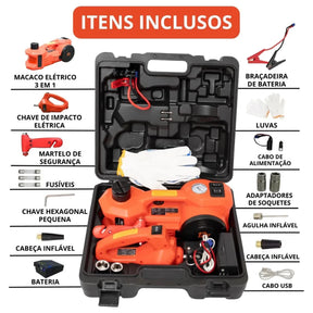 + KIT DE EMERGÊNCIA - Macaco Hidráulico Elétrico 5 em 1
